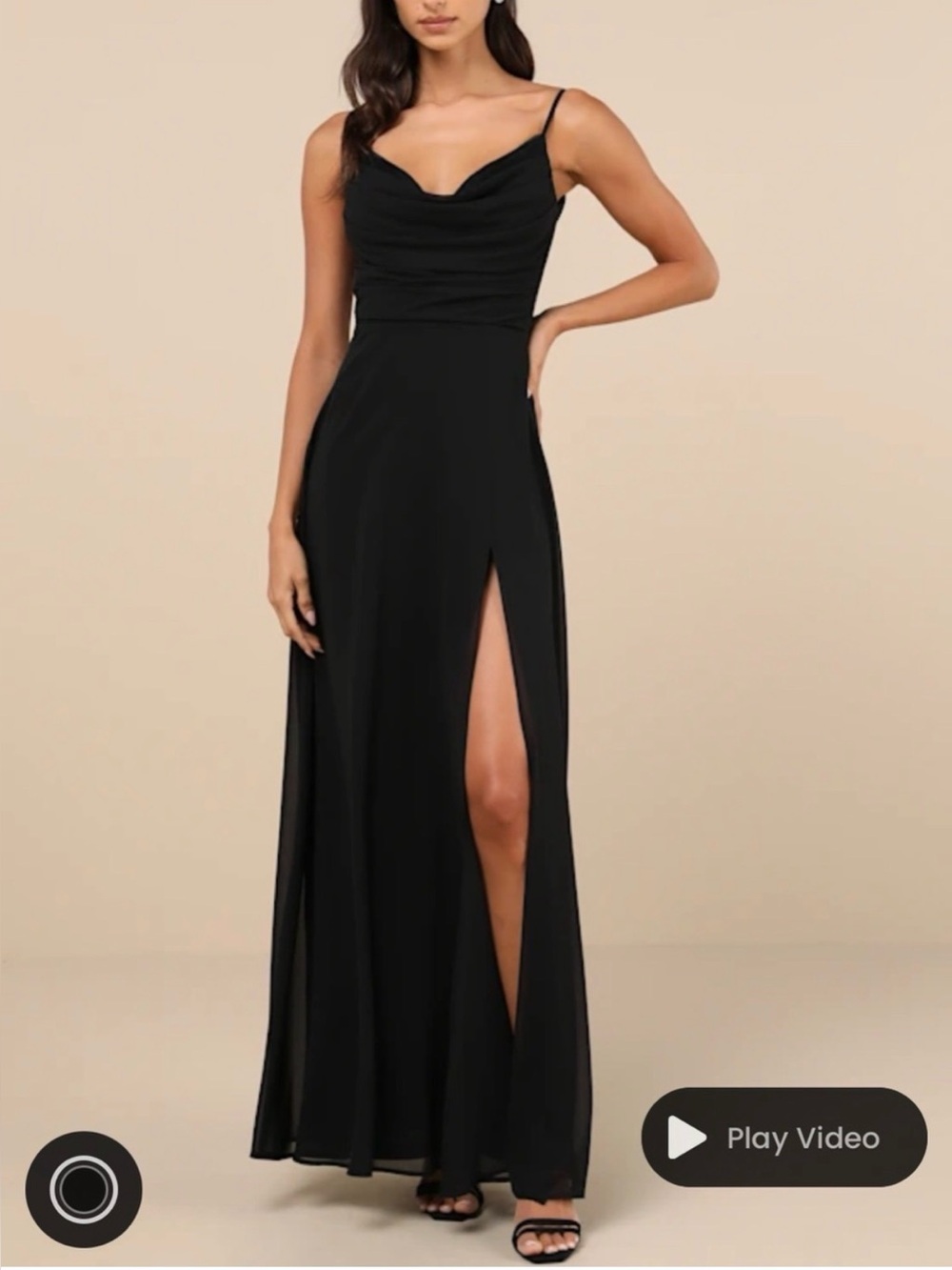 Lulus Notorious Poise Black Sleeveless Cowl Neck Maxi Dress XL